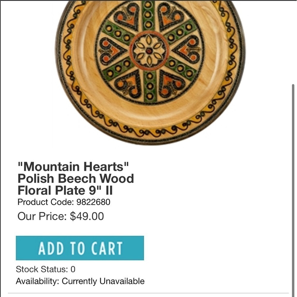 Mountain Hearts Polish Beech Wood Floral Plate Brass Inlay Carved Lightwood - Picture 4 of 5